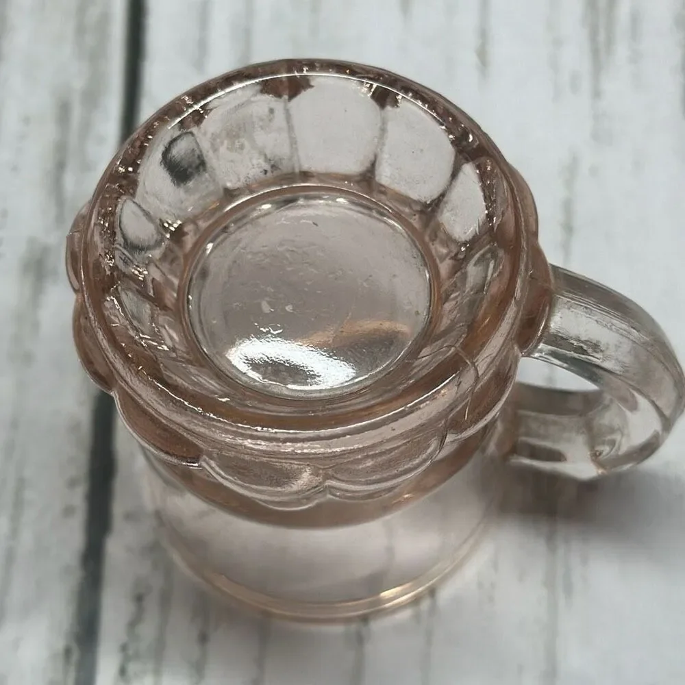 Vintage Pink Depression Glass‎ Miniature Beer Mugs Shot Glass